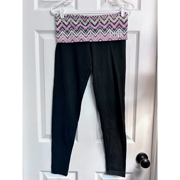 VICTORIA SECRET PINK Y2K LOT OF 2 LEGGINGS FOLDOVER YOGA BLACK Sz S SKINNY LEG - Picture 5 of 9